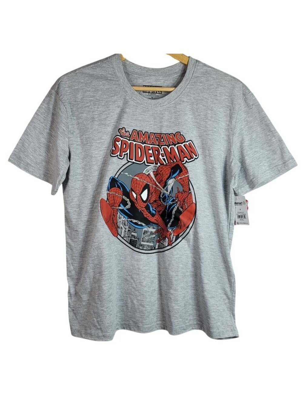 Marvel Mens Amazing Spider-Man T Shirt Gray Medium Short Sleeve Crew Neck NEW